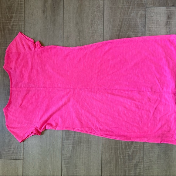 Lilly Pulitzer Hot Pink Brewster T-Shirt Dress with White Embroidery - Picture 7 of 7